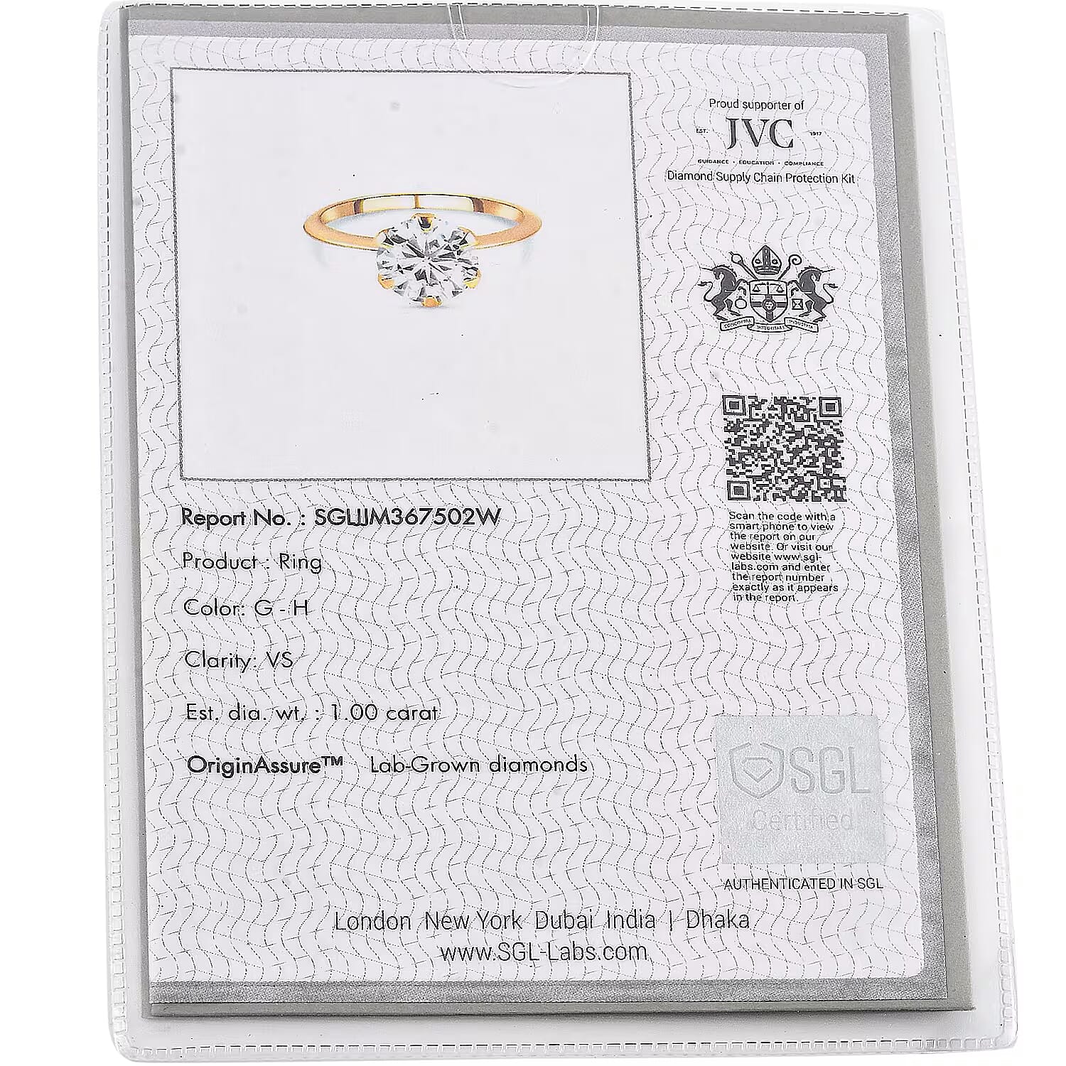 Luxuriant - 9K Yellow Gold SGL Certified Lab Grown Diamond (VS-EF) Solitaire Ring 1.00 Ct.