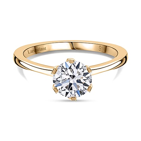 LUXURIANT 9K Yellow Gold SGL Certified Lab Grown Diamond (VS-E/F) Solitaire Ring 1.02 Ct.