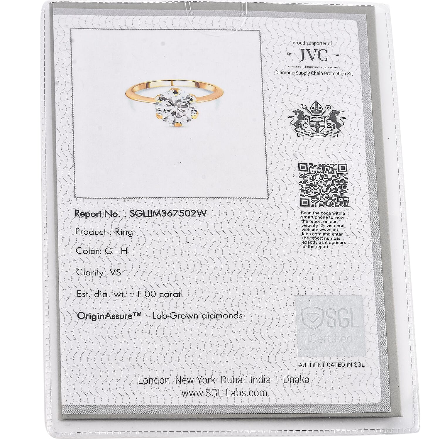 Luxuriant Diamond - 9K Yellow Gold SGL Certified Lab Grown Diamond (VS-E-F) Solitaire Ring 1.01 Ct. Luxuriant Diamond - 9K Yellow Gold SGL Certified Lab Grown Diamond (VS-E-F) Solitaire Ring 1.01 Ct.