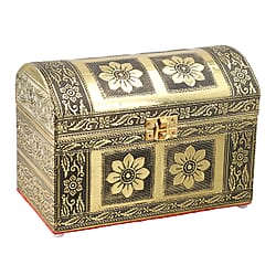 Elegant Handcrafted Treasure Box with Secure Clasp & Protective Interior (Size 20x11x14 cm) - Golden