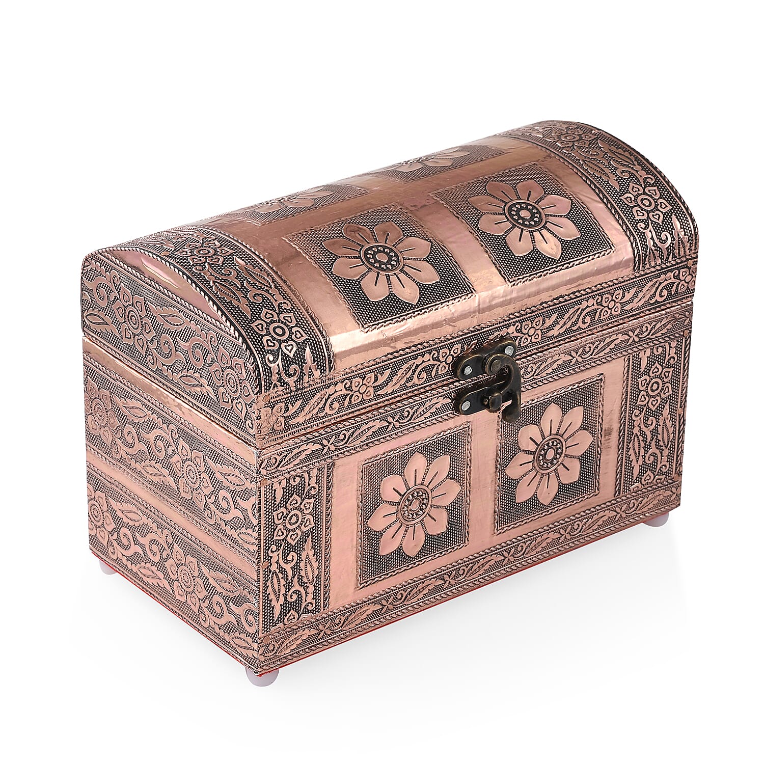 Elegant Handcrafted Treasure Box with Secure Clasp & Protective Interior (Size 20x11x14 cm) - Rose Gold