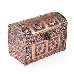 Elegant Handcrafted Treasure Box with Secure Clasp & Protective Interior (Size 20x11x14 cm) - Golden