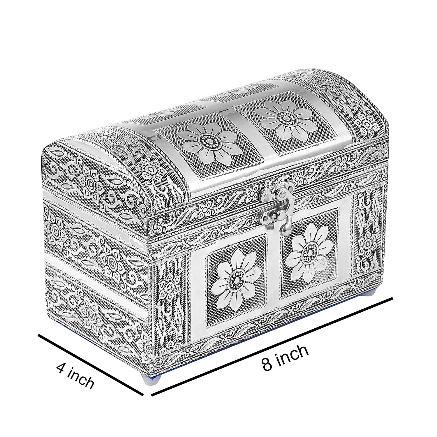 Elegant Handcrafted Treasure Box with Secure Clasp & Protective Interior (Size 20x11x14 cm) - Silver Elegant Handcrafted Treasure Box with Secure Clasp & Protective Interior (Size 20x11x14 cm) - Silver