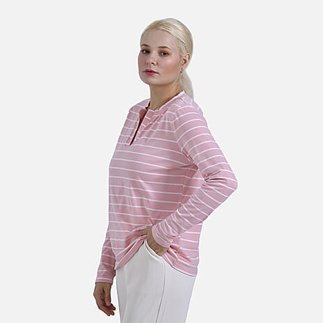 & Maisi Patterned Top (Size - XL) - Pink White & Blue White
