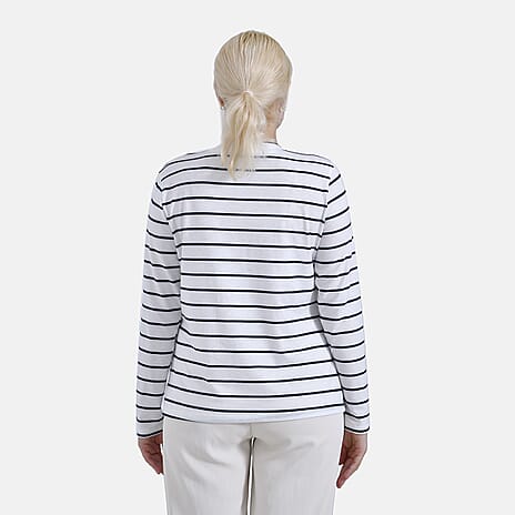 & Maisi Patterned Top (Size - Small) - White Blue & Blue White