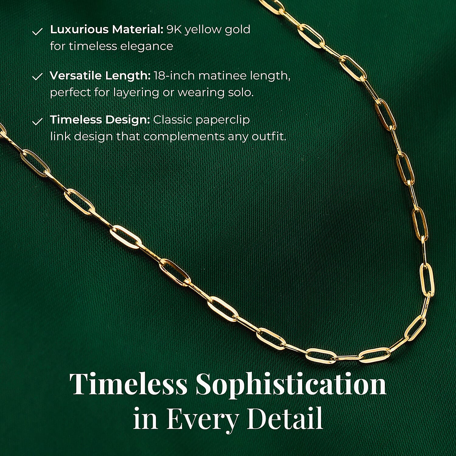 Close Out Deal - 9K Yellow Gold Paperclip Necklace (Size 18) Close Out Deal - 9K Yellow Gold Paperclip Necklace (Size 18)