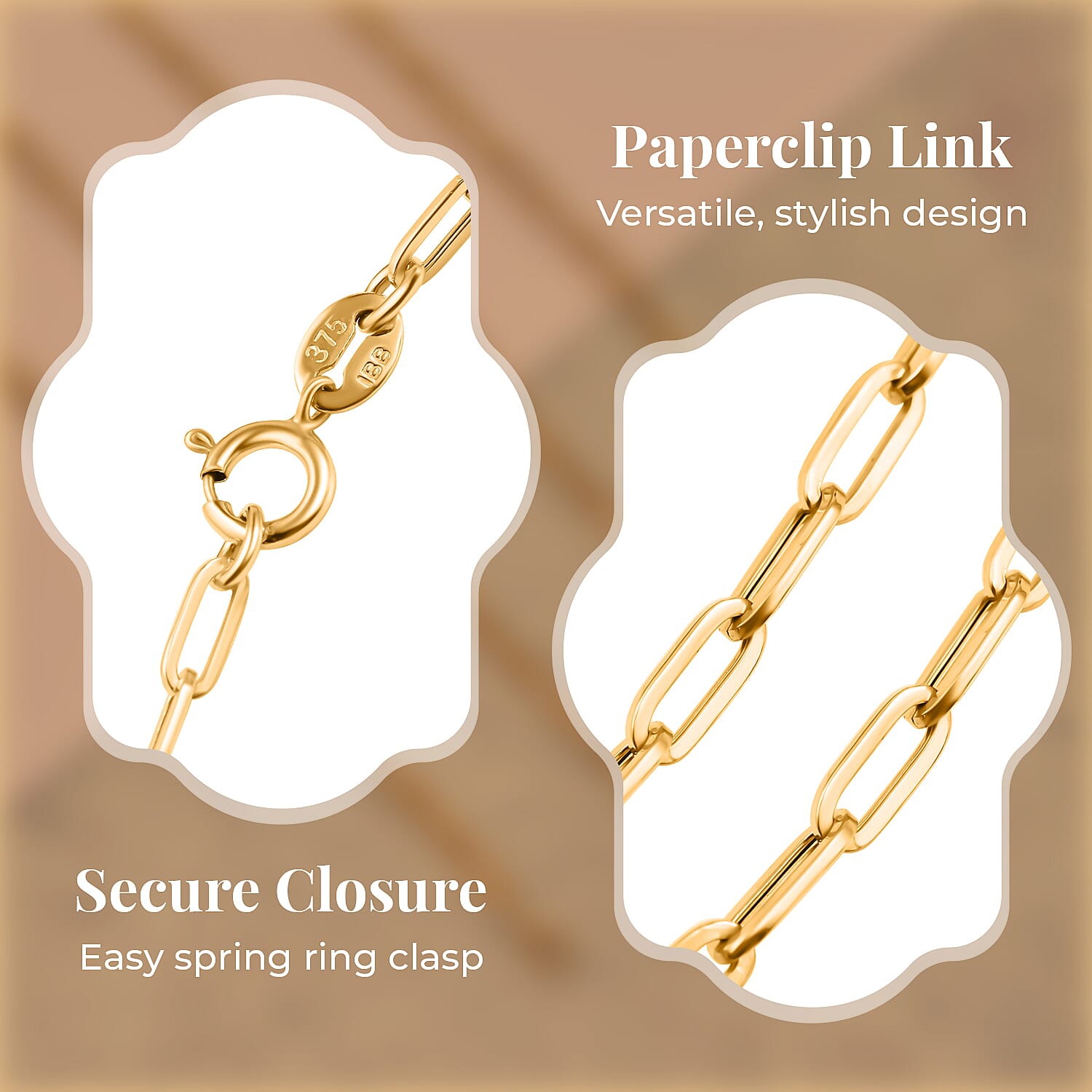 Close Out Deal - 9K Yellow Gold Paperclip Necklace (Size 18) Close Out Deal - 9K Yellow Gold Paperclip Necklace (Size 18)