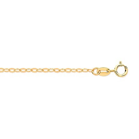 One Time Closeout - 9K Yellow Gold Diamond Cut Cable Link Necklace (Size - 18) With Spring Ring Clasp