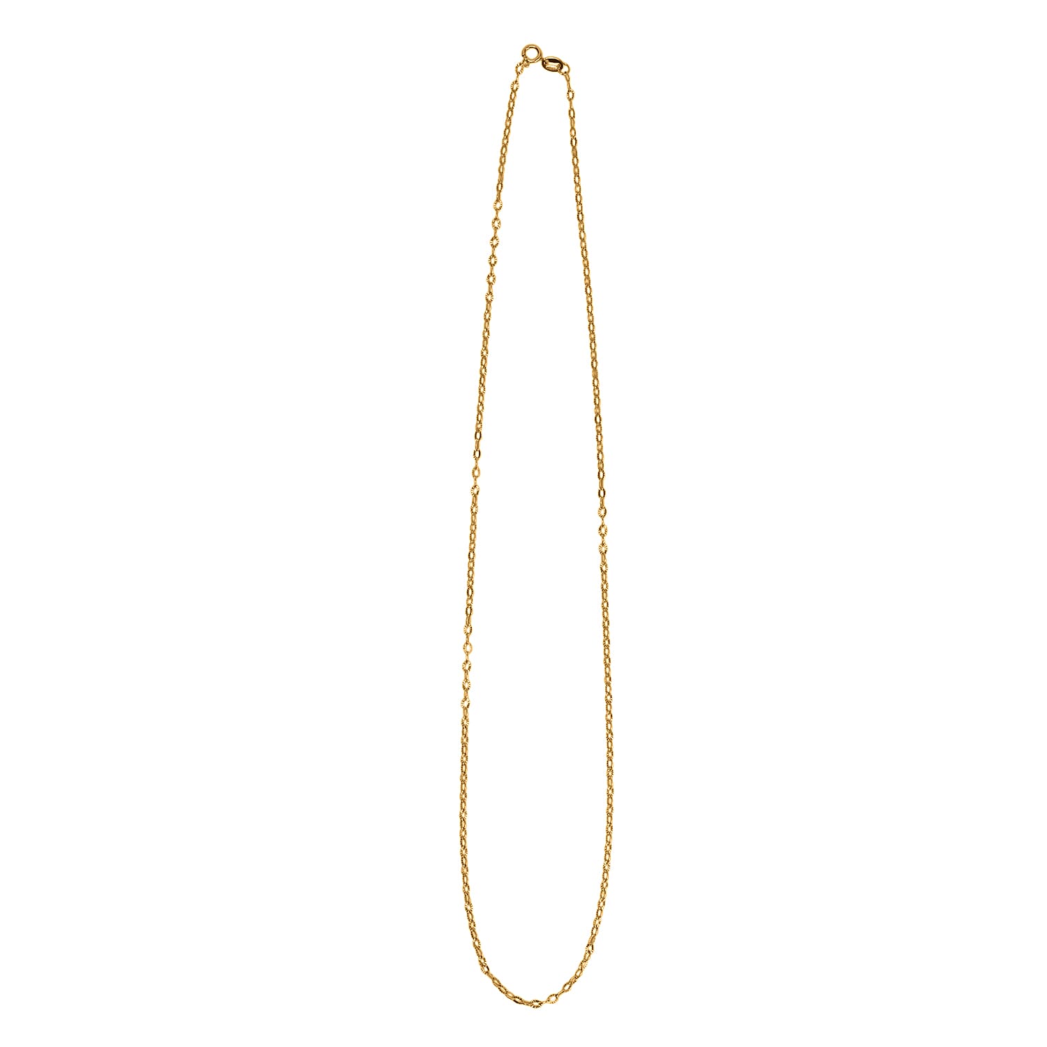 One Time Closeout Deal - 9K Yellow Gold Hammered Cable Link Necklace (Size - 18) With Spring Ring Clasp