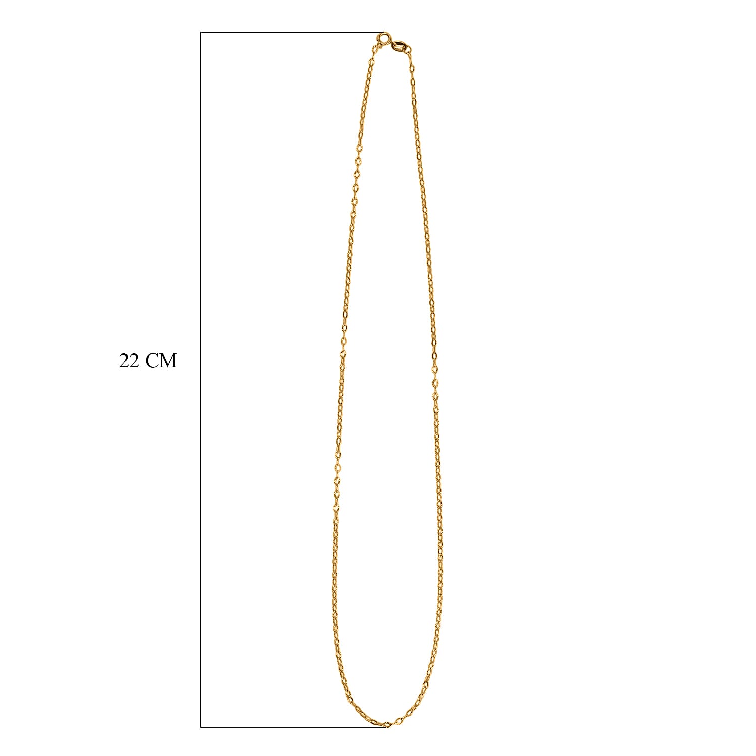 One Time Closeout Deal - 9K Yellow Gold Hammered Cable Link Necklace (Size - 18) With Spring Ring Clasp