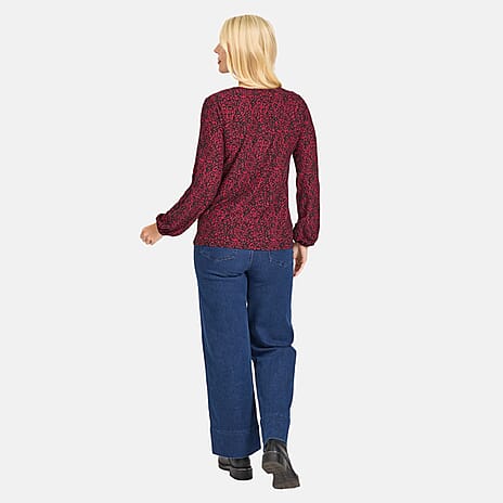 Mudflower Abstract Keyhole Neck Top (Size 10) - Red Bud