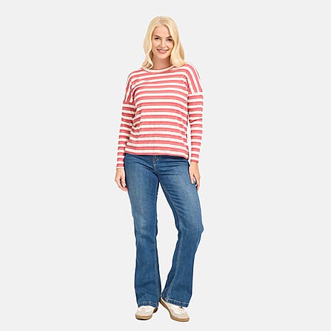 Mudflower Stripe Lurex Top (Size 12) - Mauvewood