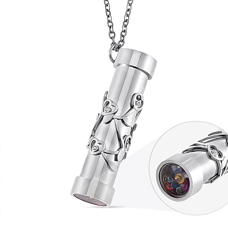 Multi Colour Cubic Zirconia Necklace (Size - 30-2 Ext.) with Lobster Clasp in White Tone