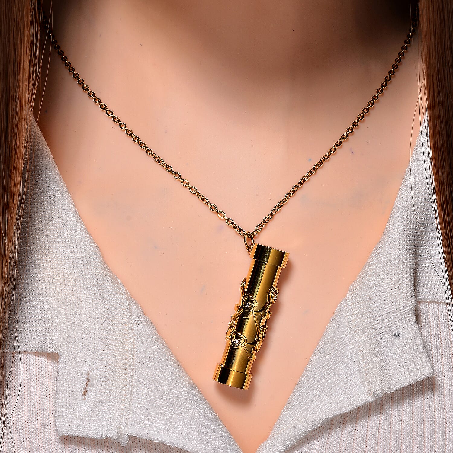 Multi Colour Cubic Zirconia Necklace (Size - 30-2 Ext.) with Lobster Clasp in Yellow Tone