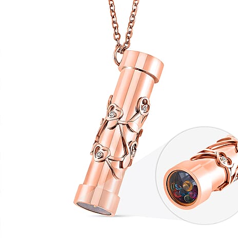 Multi Colour Cubic Zirconia Necklace (Size - 30-2 Ext.) with Lobster Clasp in Rose Gold Tone