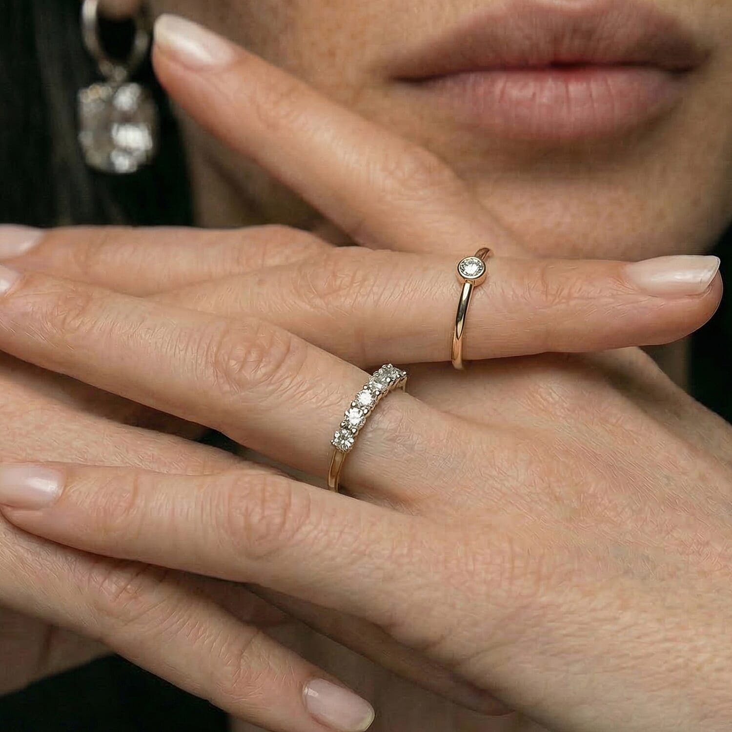 Luxuriant - 9K Yellow Gold SGL Certified (VS-GH) Lab Grown Diamond 5 Stone Ring 1.02 Ct.