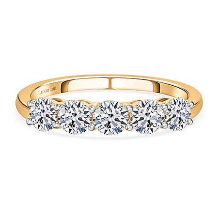 Luxuriant Diamond 1 Ct. Lab Grown Diamond 5 Stone Ring in 9K Yellow Gold, SGL Certified
