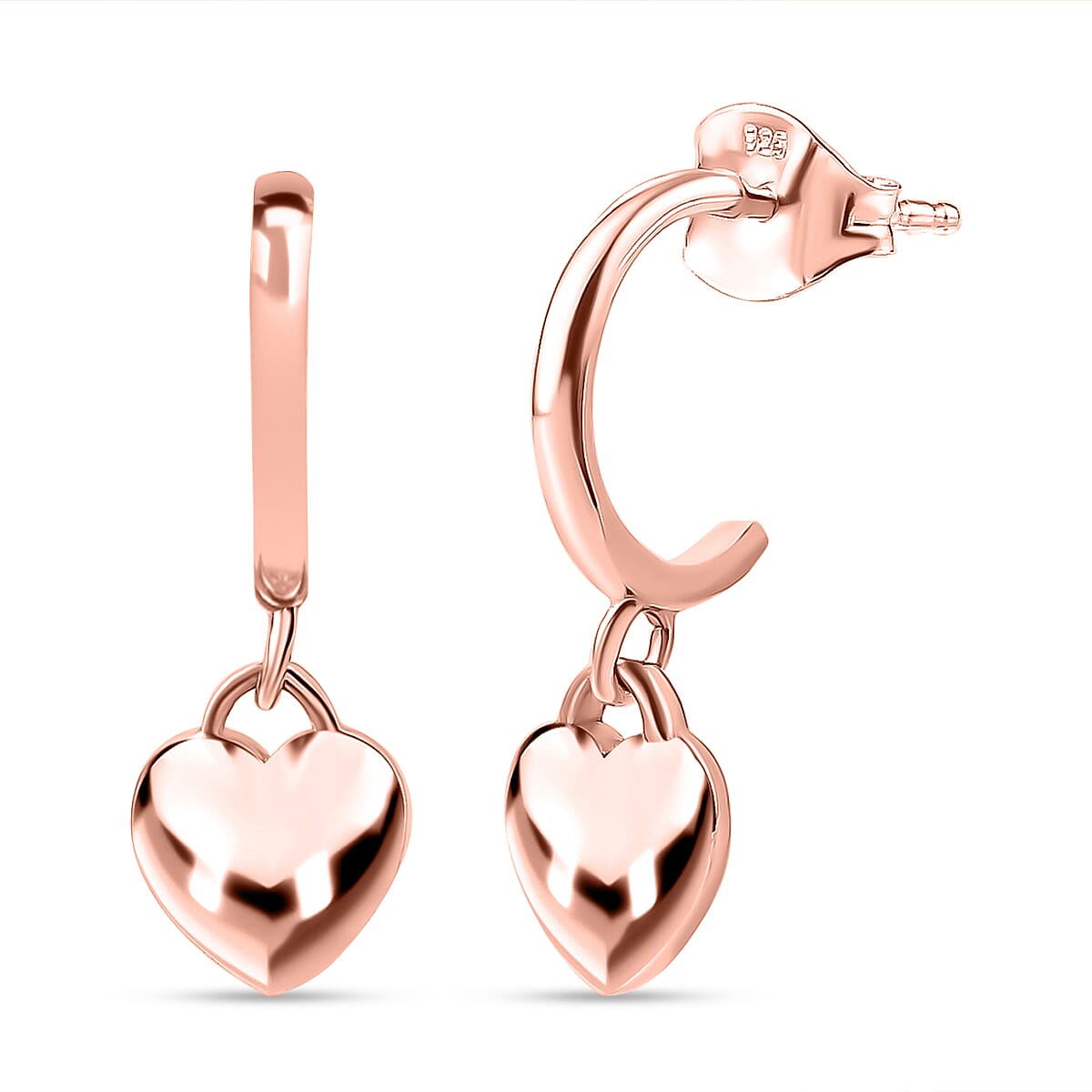 Rose Gold Overlay Sterling Silver Dangling Earring with Push Back