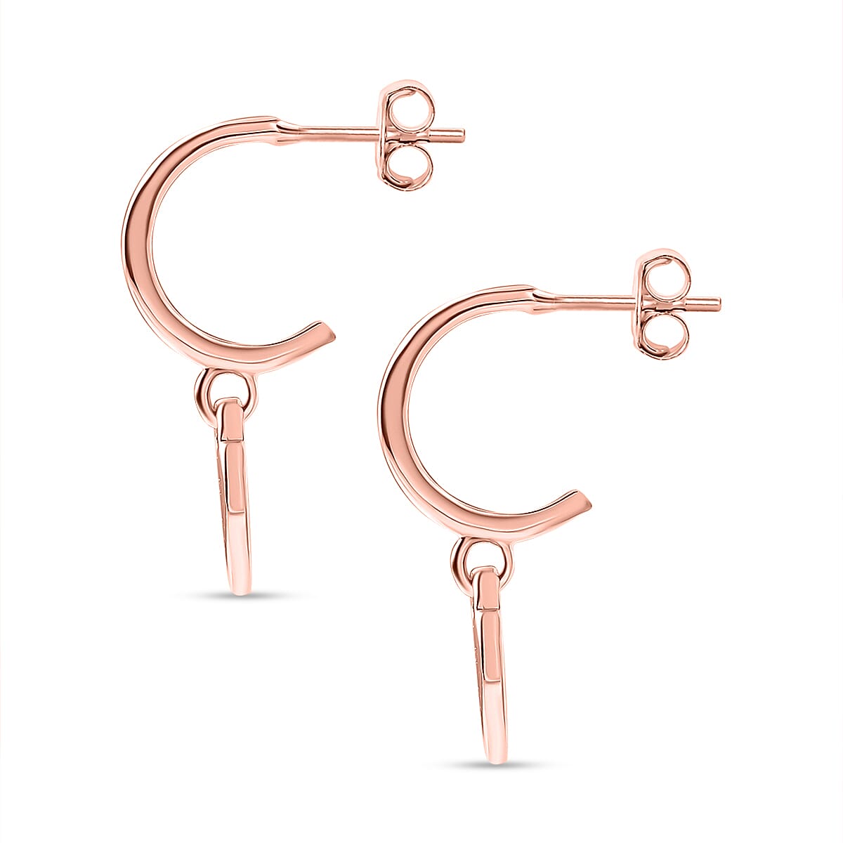 Rose Gold Overlay Sterling Silver Dangling Earring with Push Back