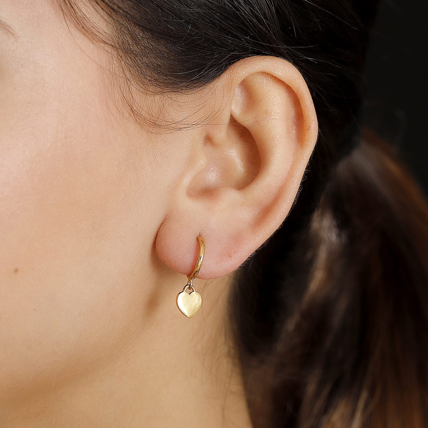 Yellow Gold Overlay Sterling Silver Dangling Earring with Push Back