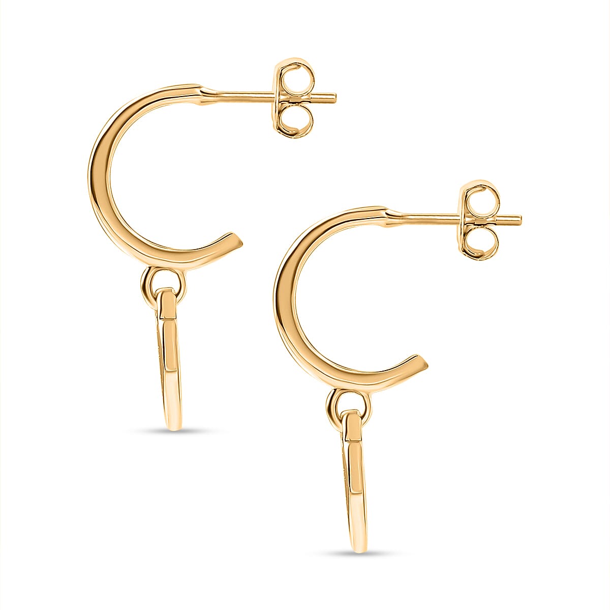 Yellow Gold Overlay Sterling Silver Dangling Earring with Push Back