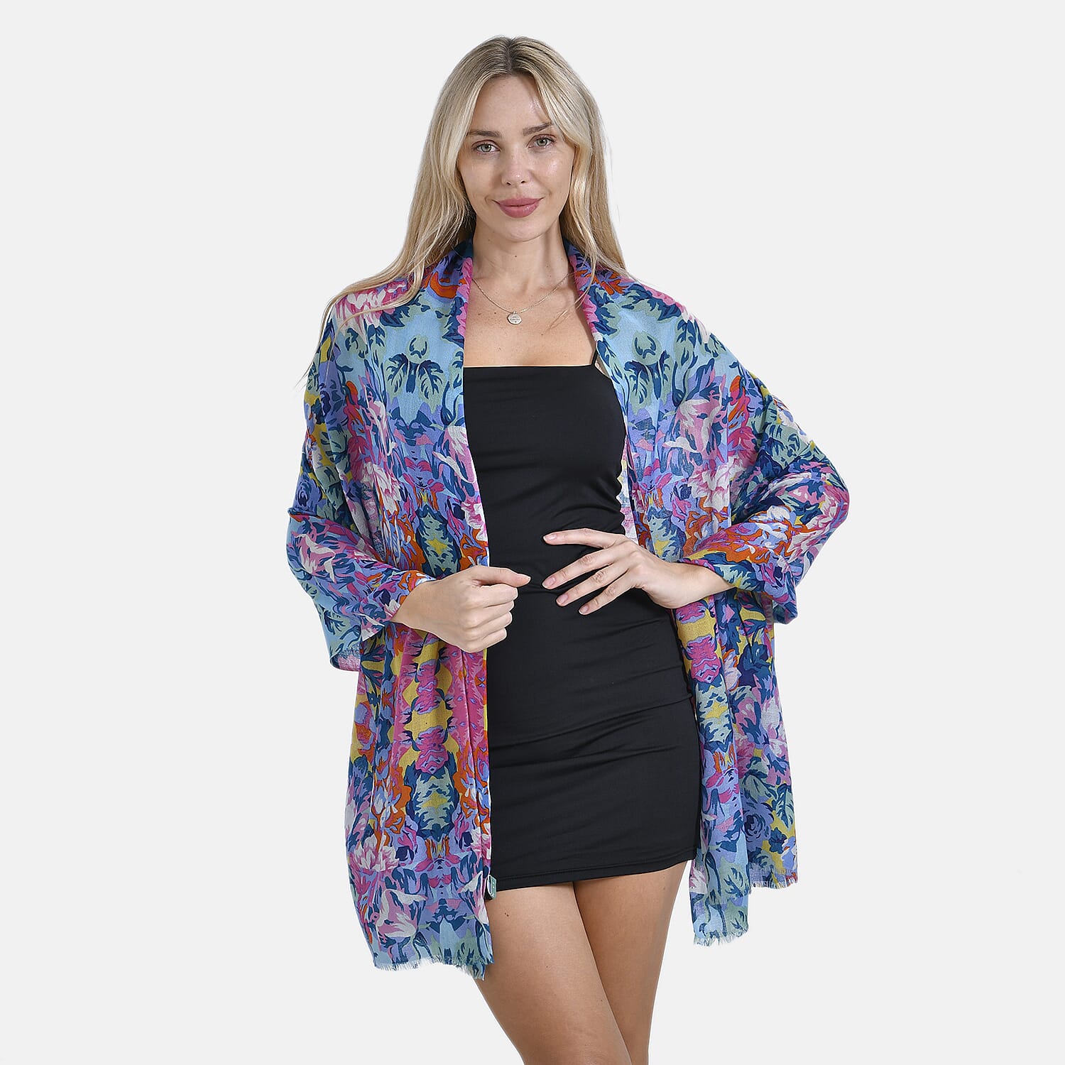 Mothers Day Gift Idea - La Marey 100% Merino Wool Whimsical Floral Pattern Scarf (Size 180x65 cm) - Multi Color