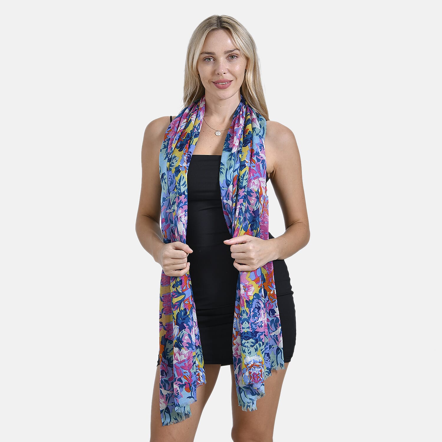 Mothers Day Gift Idea - La Marey 100% Merino Wool Whimsical Floral Pattern Scarf (Size 180x65 cm) - Multi Color