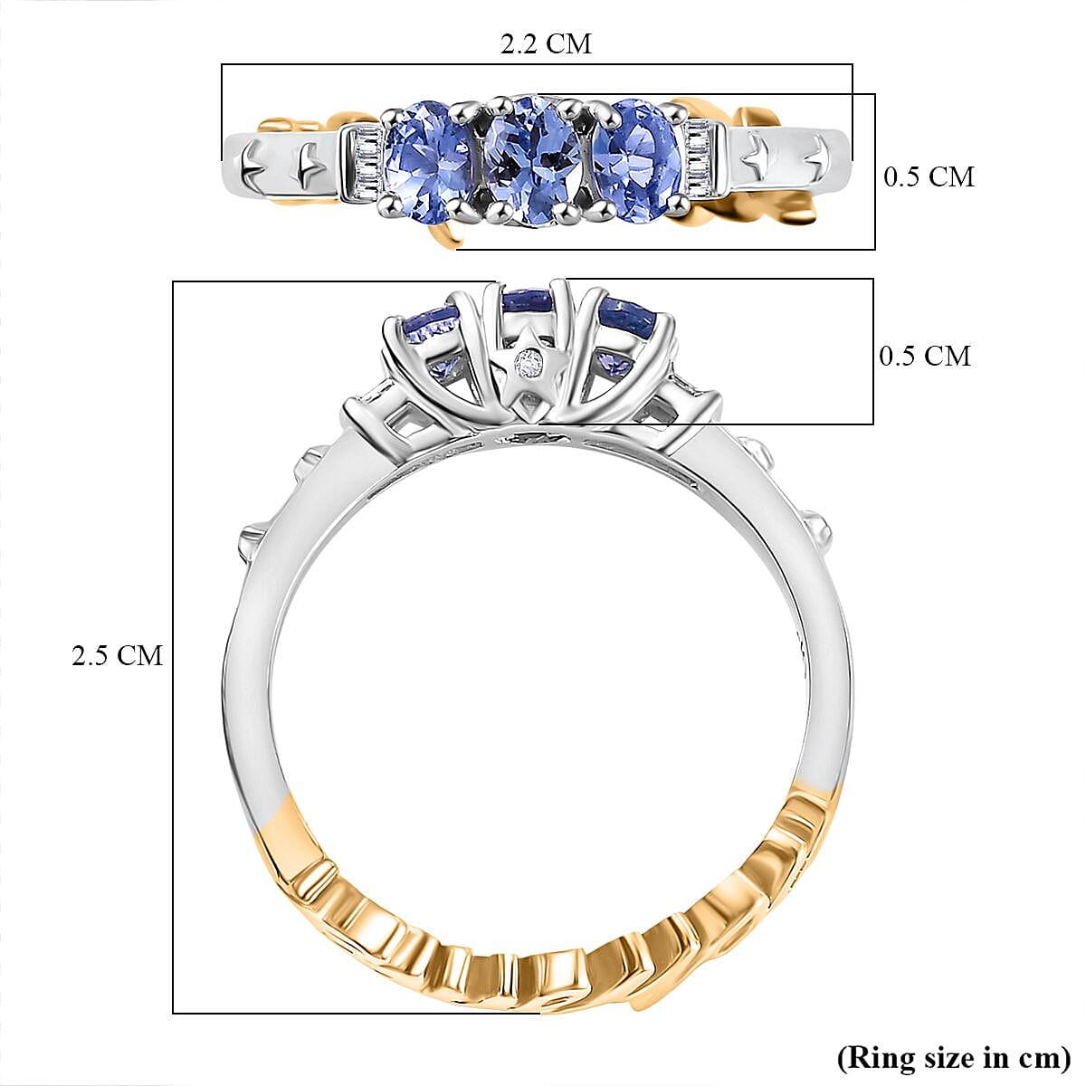 GP Amore Collection - Tanzanite, Blue Sapphire & White Diamond Ring Sterling Silver