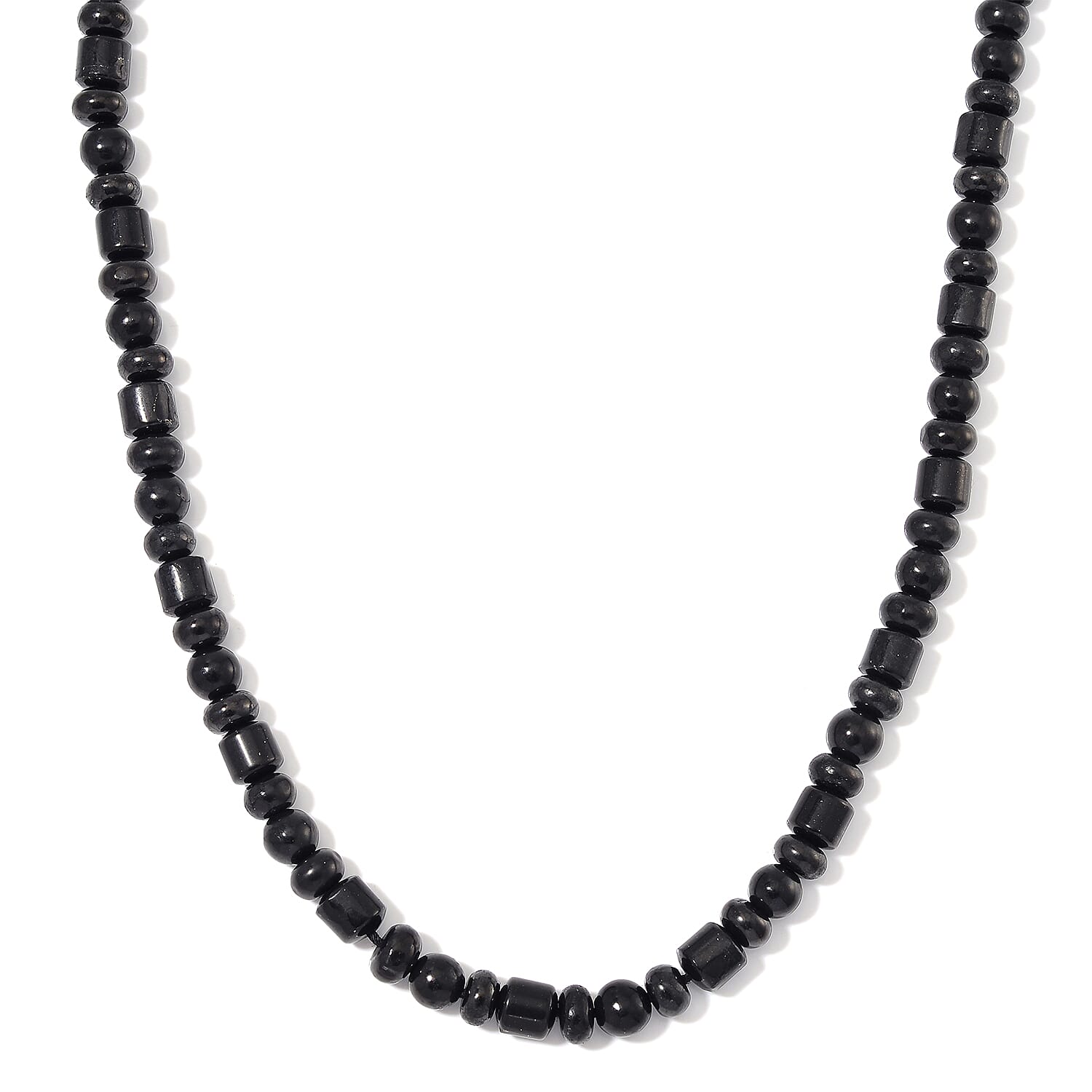Natural Shungite Necklace (Size - 20) with Magnetic Clasp in Rhodium Overlay Sterling Silver 240.00 Ct.