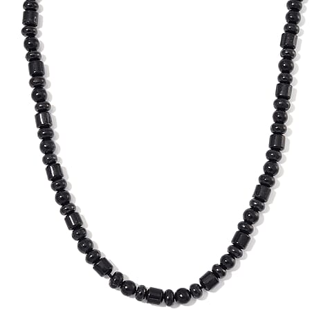 Natural Shungite Necklace (Size - 20) with Magnetic Clasp in Rhodium Overlay Sterling Silver 240.00 Ct.