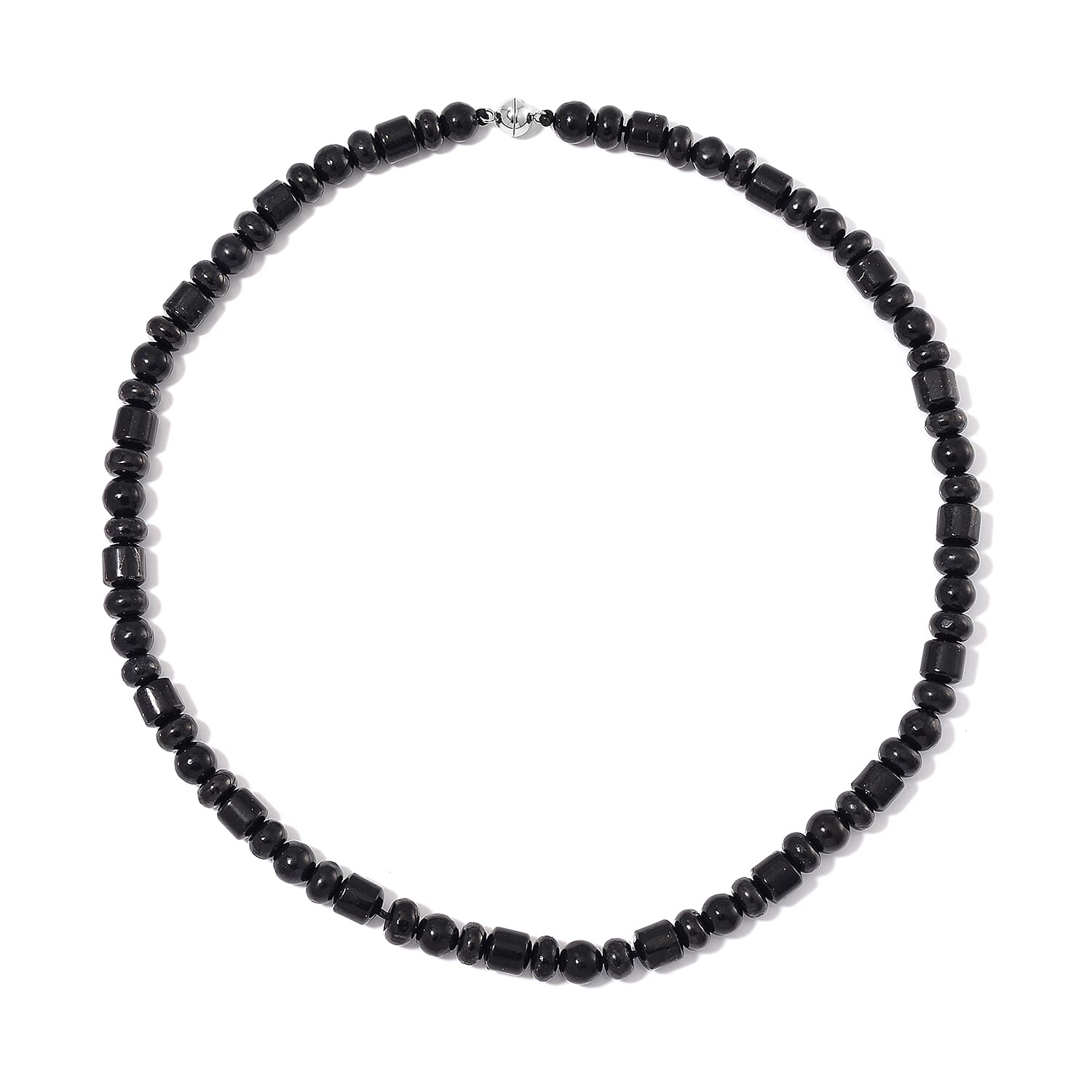 Natural Shungite Necklace (Size - 20) with Magnetic Clasp in Rhodium Overlay Sterling Silver 240.00 Ct.