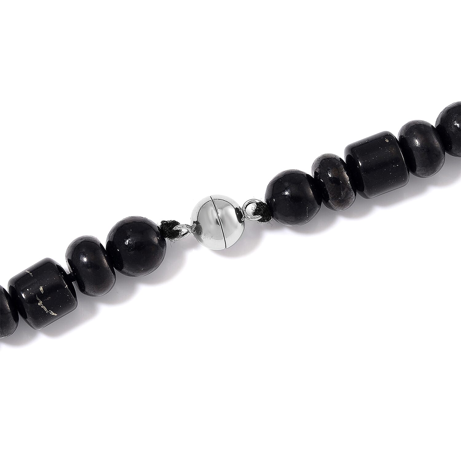 Natural Shungite Necklace (Size - 20) with Magnetic Clasp in Rhodium Overlay Sterling Silver 240.00 Ct.