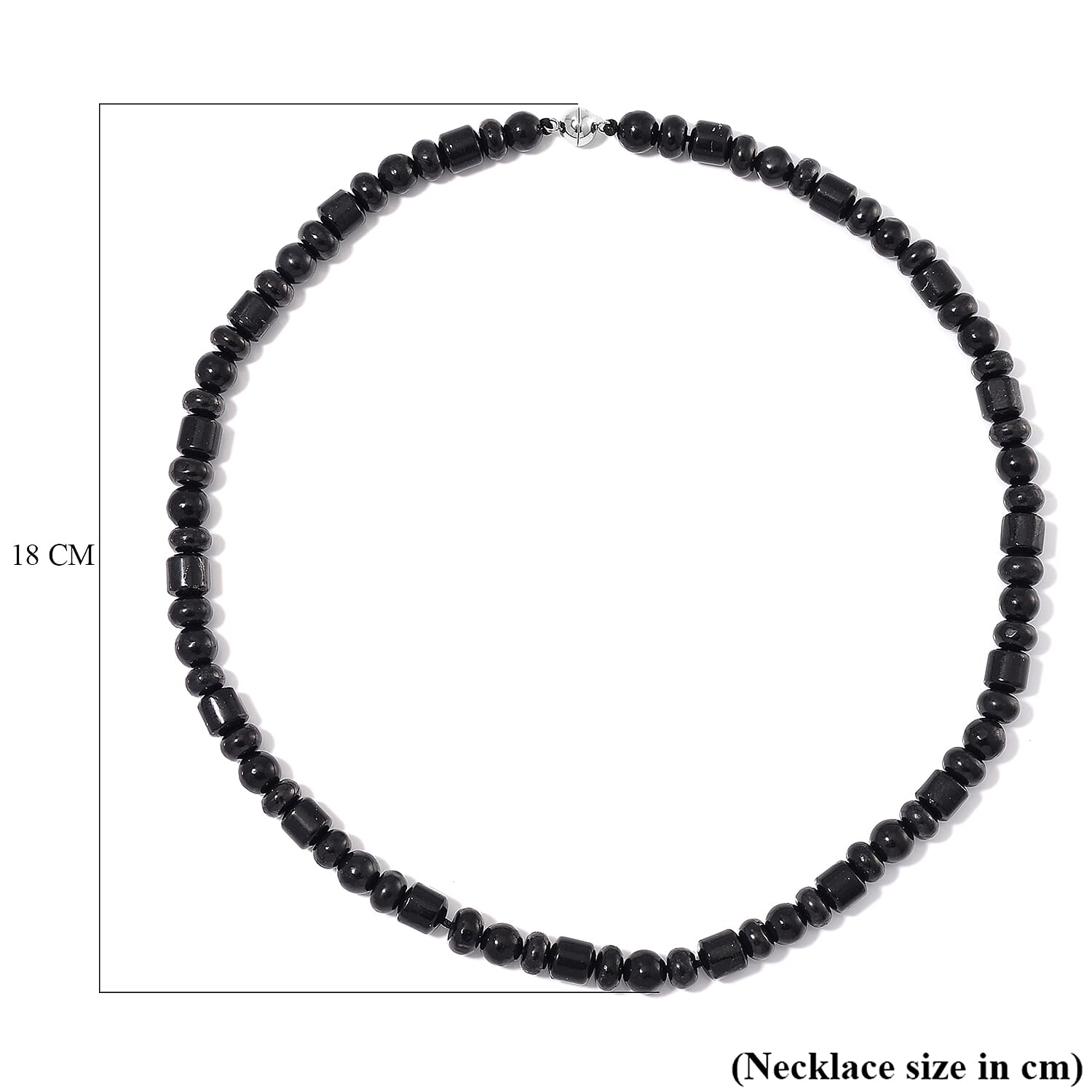 Natural Shungite Necklace (Size - 20) with Magnetic Clasp in Rhodium Overlay Sterling Silver 240.00 Ct.