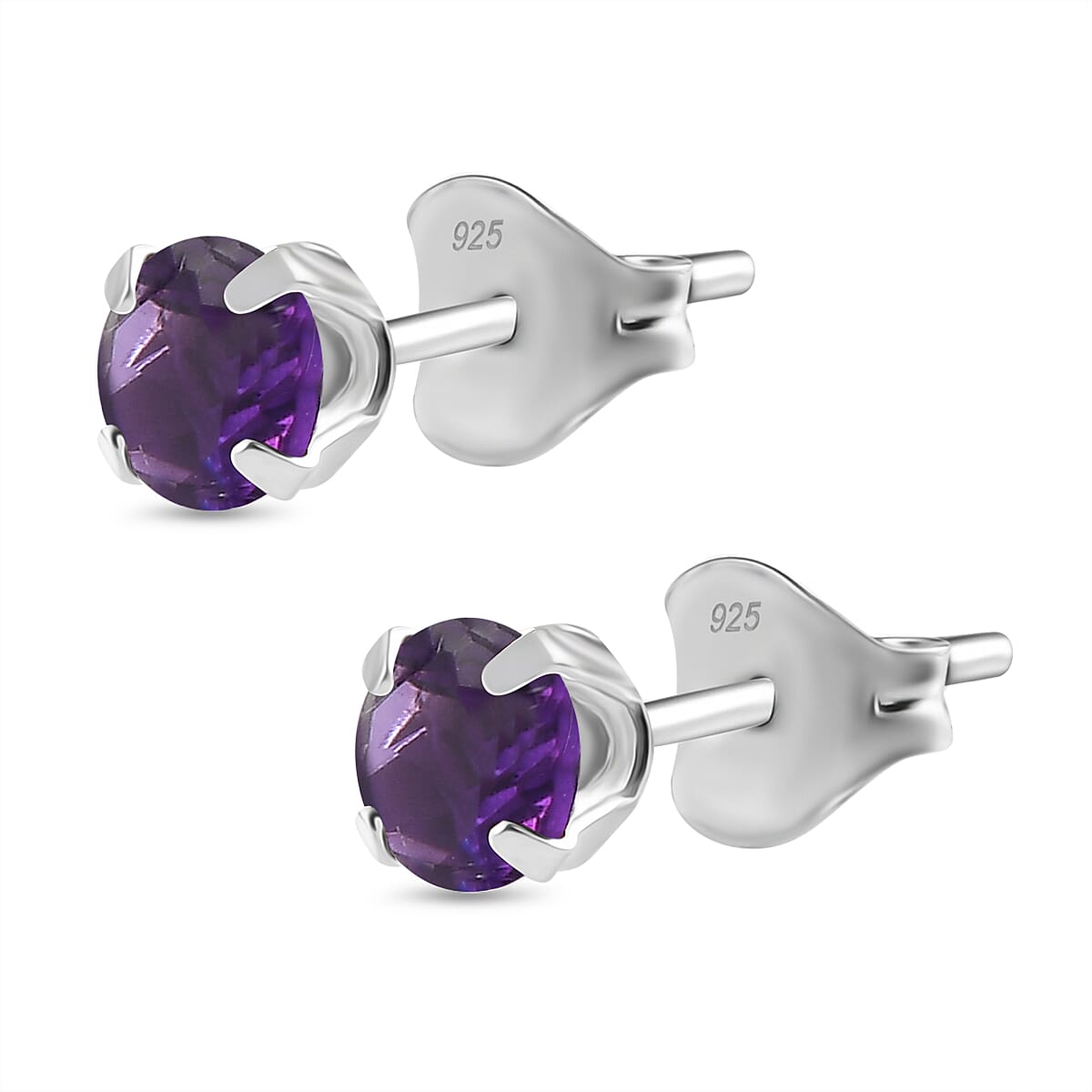Stud Solitaire Earring With Push Back Sterling Silver
