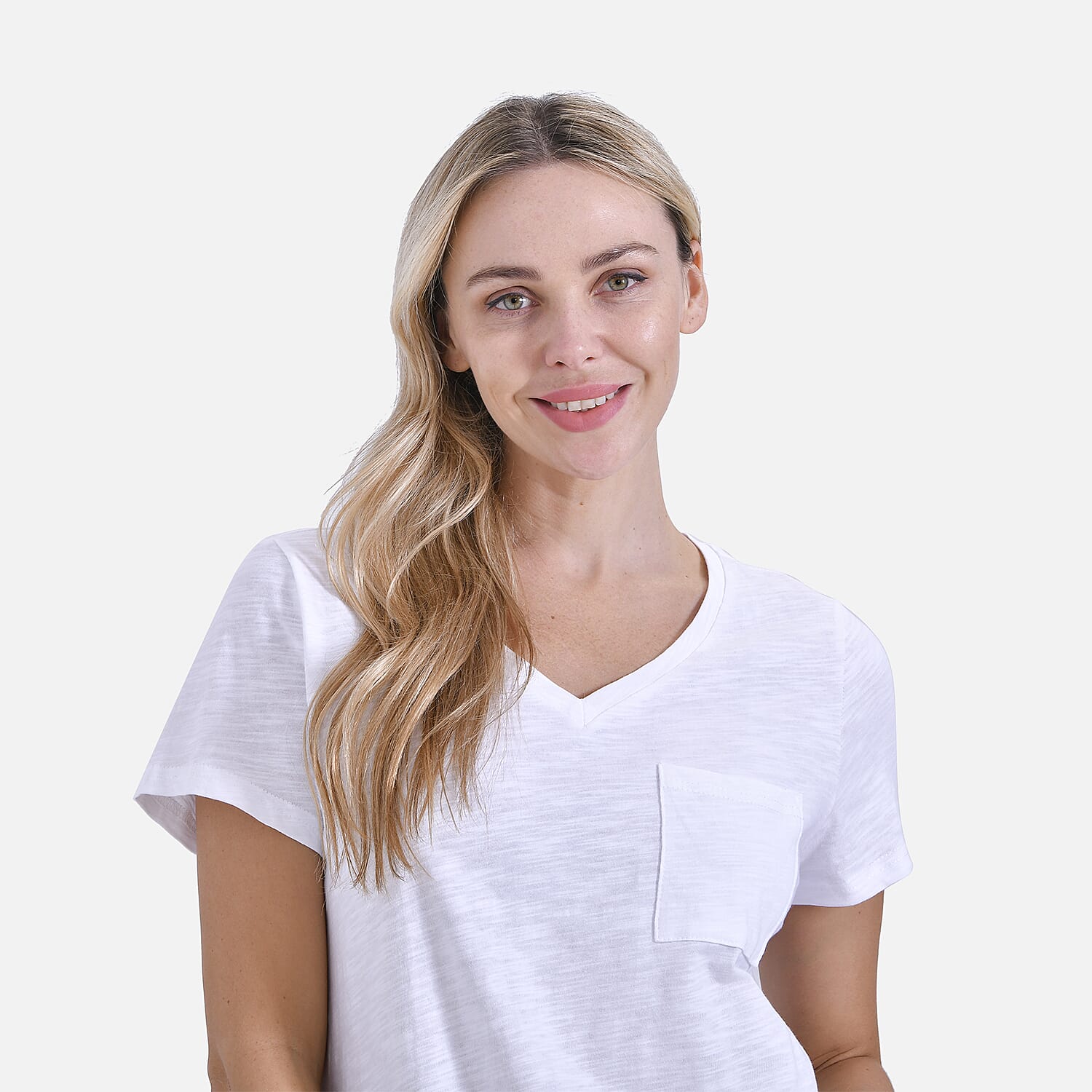 La Marey Pure Cotton Short Sleeve V-Neck Casual Top