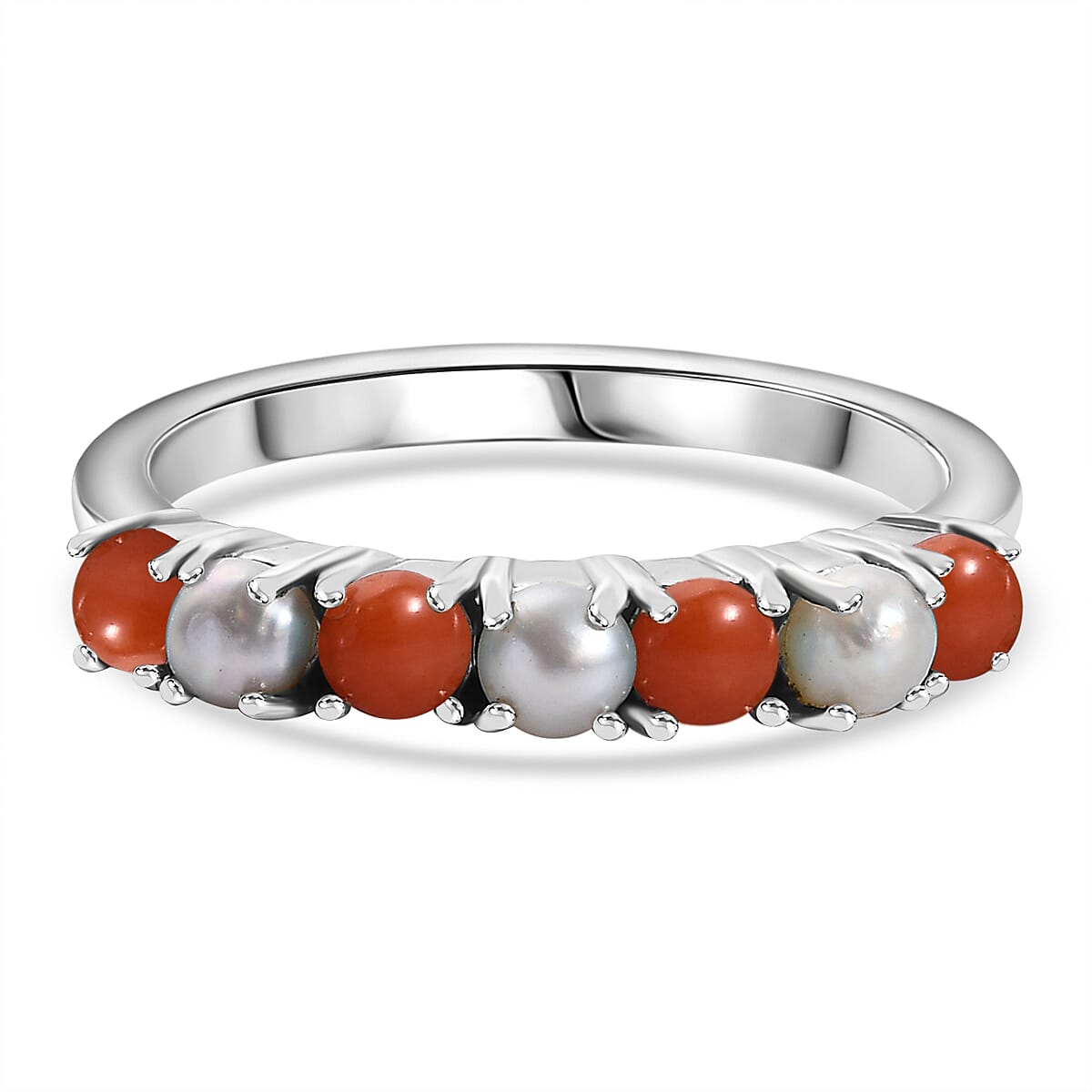 Band Ring in Platinum Overlay Sterling Silver