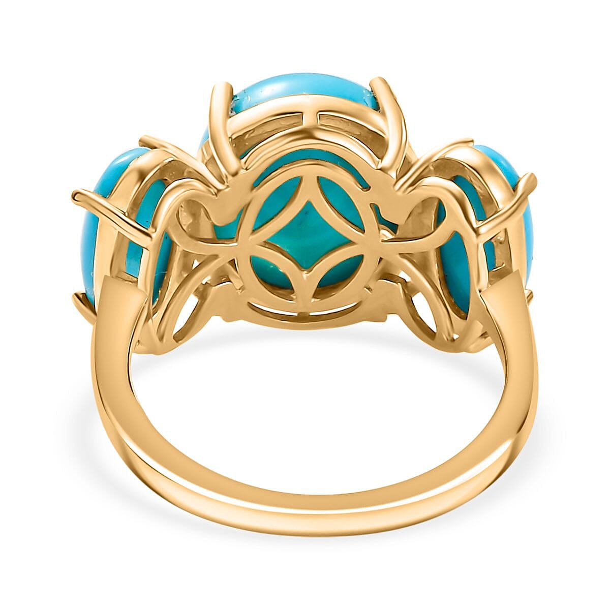 Extremely Rare Size AAA Sleeping Beauty Turquoise Solitaire Ring in 18K Vermeil Yellow Gold Plated Sterling Silver 6.60 Ct.