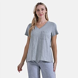 La Marey Pure Cotton Short Sleeve V-Neck Casual Top