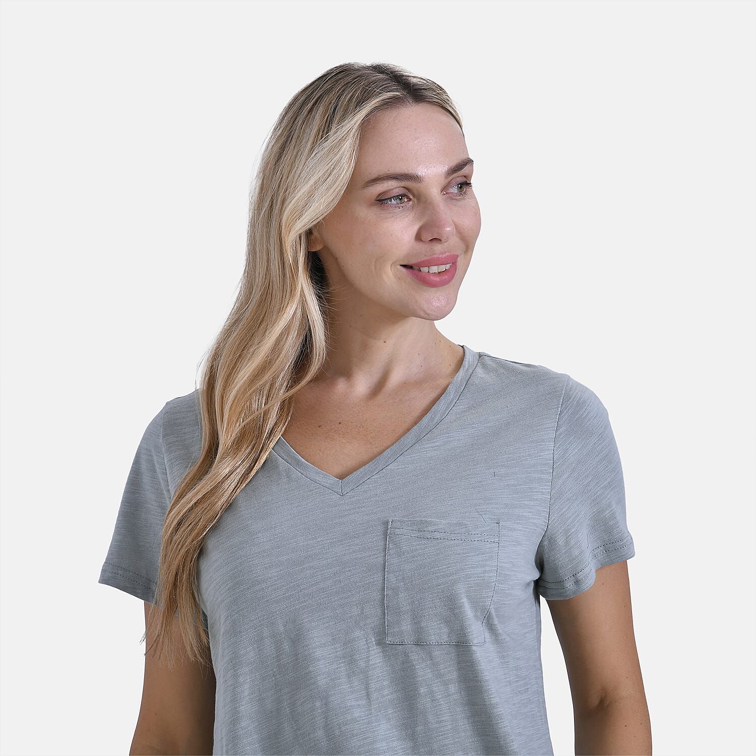 La Marey Pure Cotton Short Sleeve V-Neck Casual Top