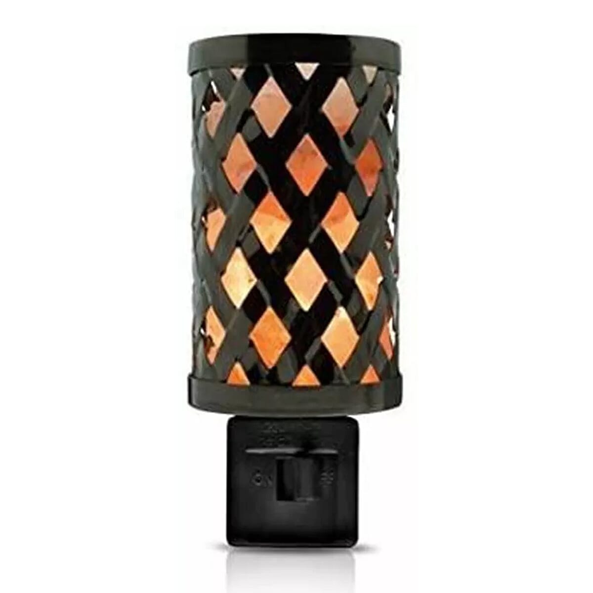 Himalayan Flow Lattice Style Basket Lamp Night Light with Pink Salt