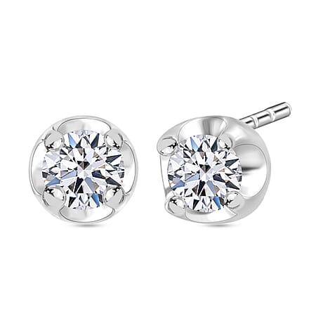 Luxuriant Diamond Lab Grown Diamond Solitaire Earrings in Platinum Sterling Silver