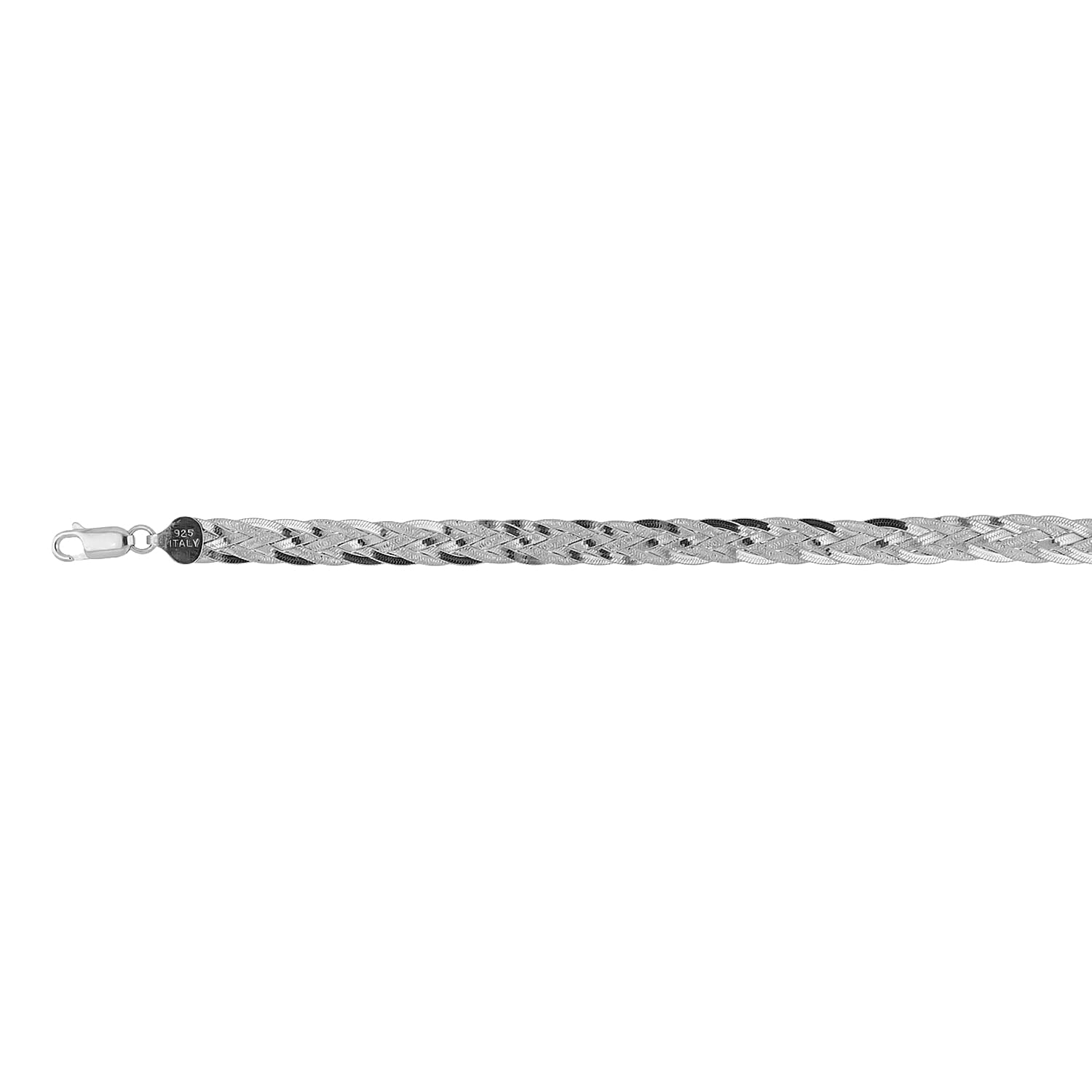 Italian Closeout - Rhodium Overlay Sterling Silver Bracelet (Size - 7.5) with Lobster Clasp, Silver Wt. 9.93 Gms.