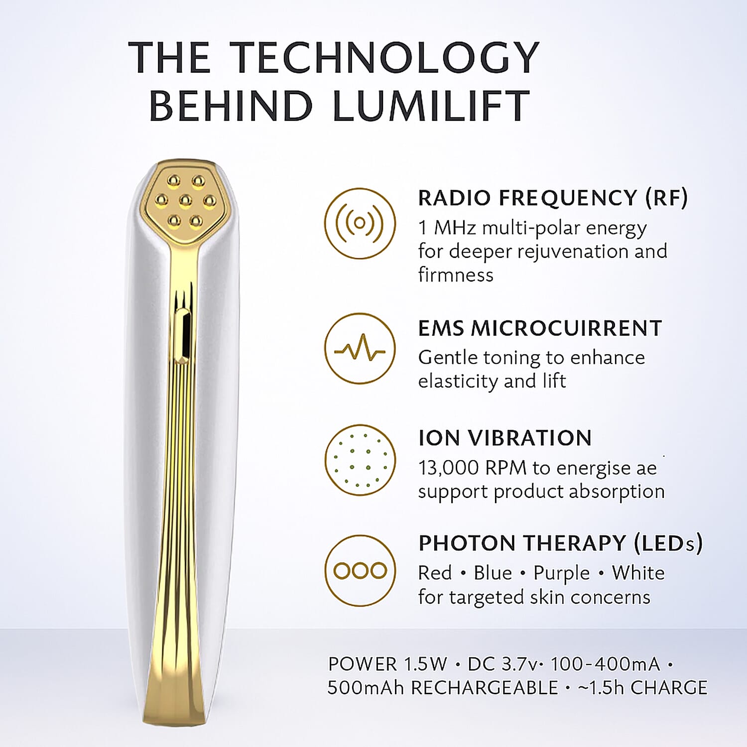 Opatra LumiEye - RF, EMS, Ion Vibration & LED Light Therapy Device For Eyes - Lifetime Warranty