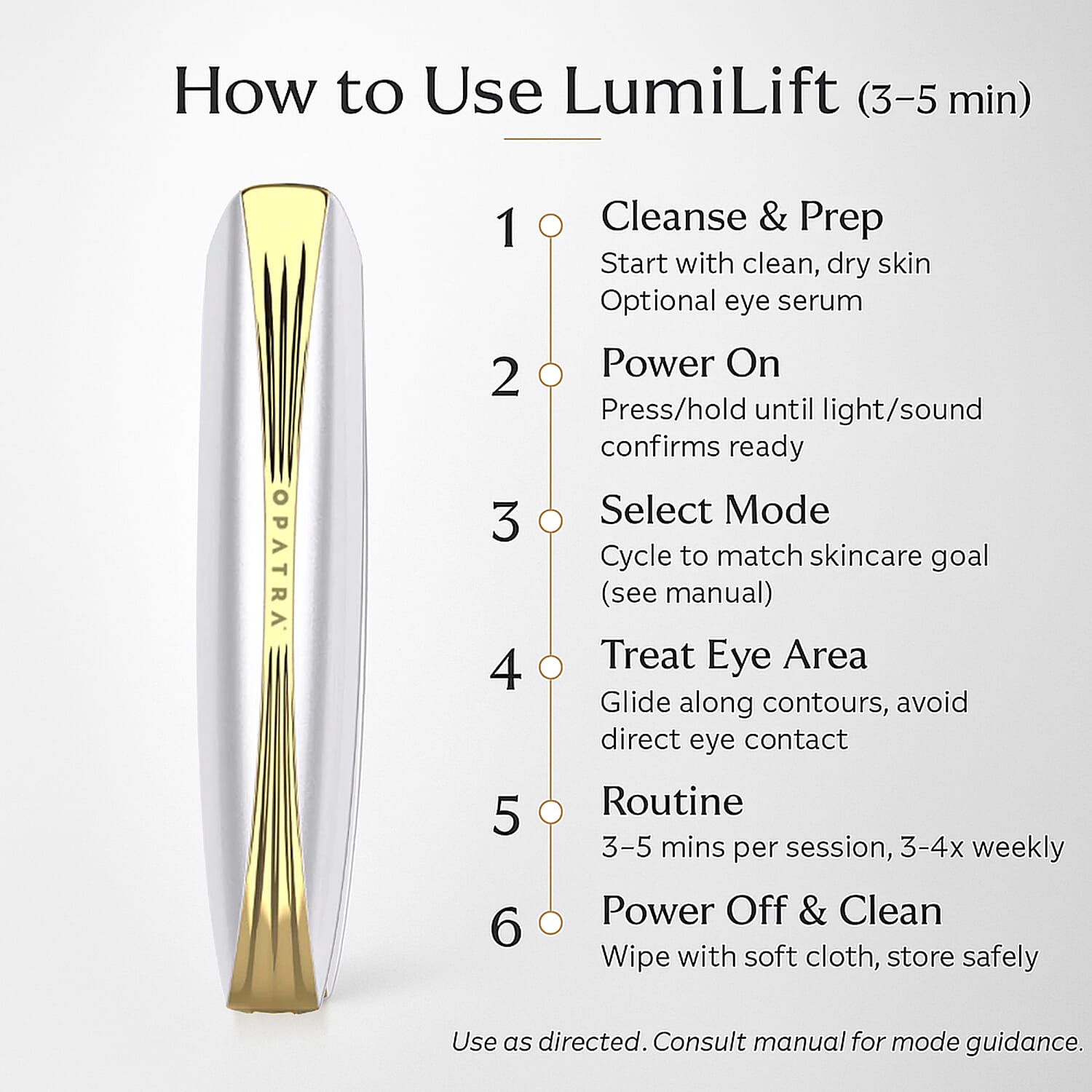 Opatra LumiEye - RF, EMS, Ion Vibration & LED Light Therapy Device For Eyes - Lifetime Warranty