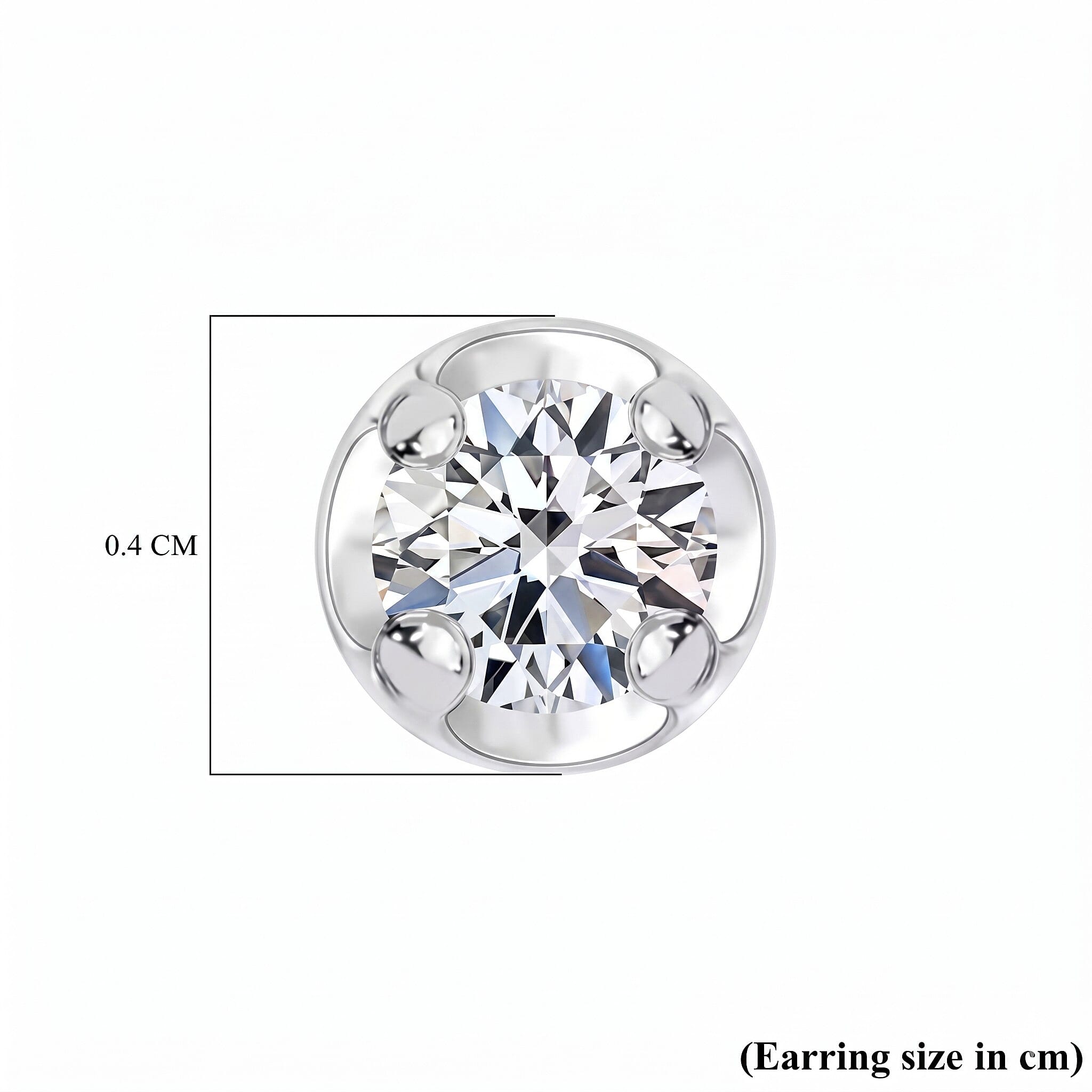 Lab Grown Diamond Solitaire Stud Earrings with Push Back in Rhodium Overlay Sterling Silver 0.25 Ct.