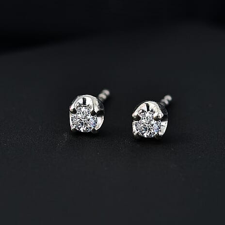 Luxuriant Diamond - Lab Grown Diamond (I2-G-H) Solitaire Stud With  Push Back Earring in Platinum Overlay Sterling Silver
