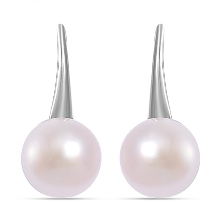 White Fresh Water Pearl Hook Earring in Silver Tone 6.00 Ct.