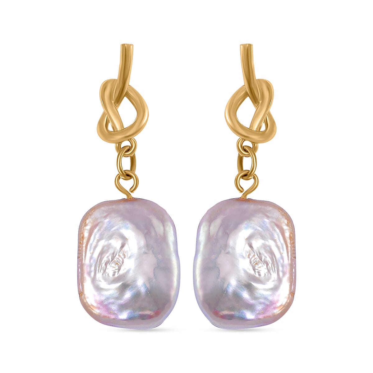 White Keshi Pearl Push Back Earrings