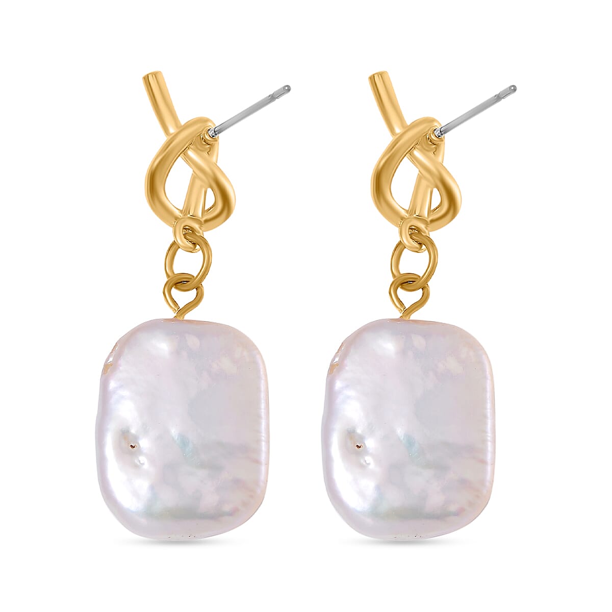 White Keshi Pearl Push Back Earrings