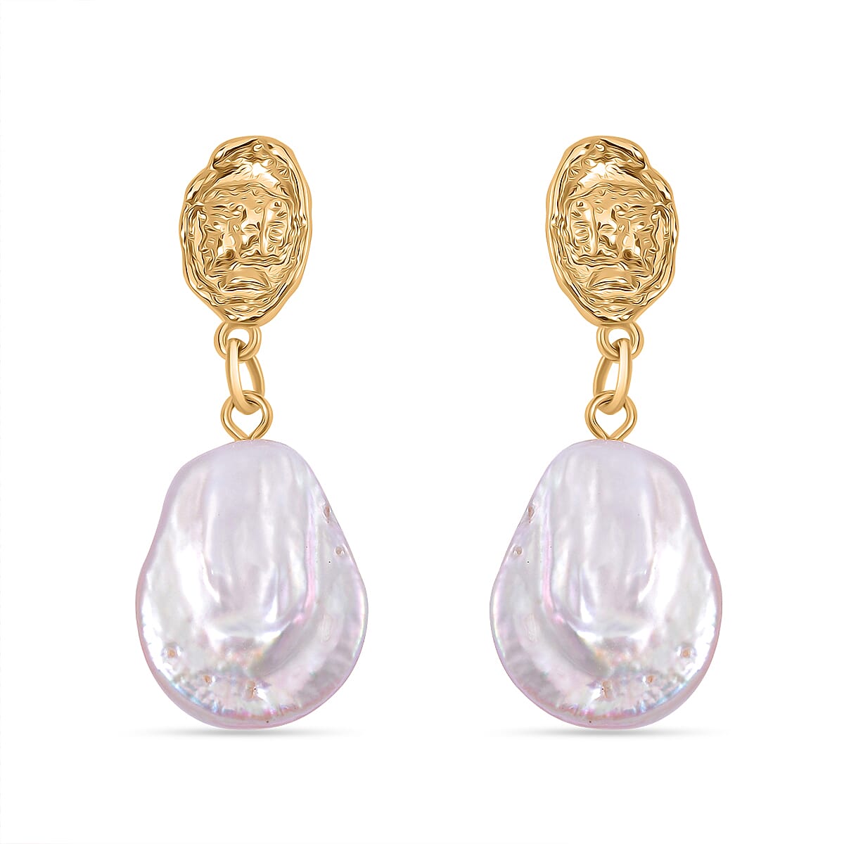 White Keshi Pearl Push Back Earring